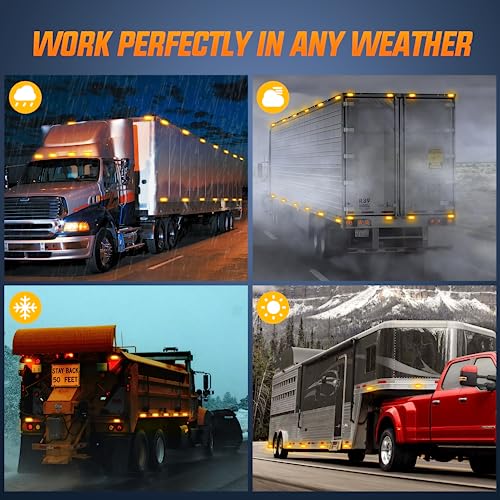 Image of Nilight Double Bullseye Marker Light 5PCS Amber 10LED Rectangular | Clearance Front Side Rear Indicator Lights Surface Mounted For 12V Truck Camper RV Boat Lorry Accessories