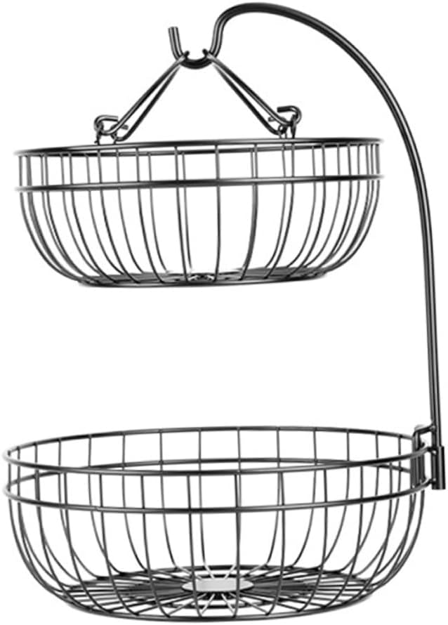 LIFKOME 1pc Double-layer Hanging Fruit Basket Kitchen Storage Container for Fruits Snacks Household Items Hollowed Design for Freshness Modern Decor for Living Room Kitchen