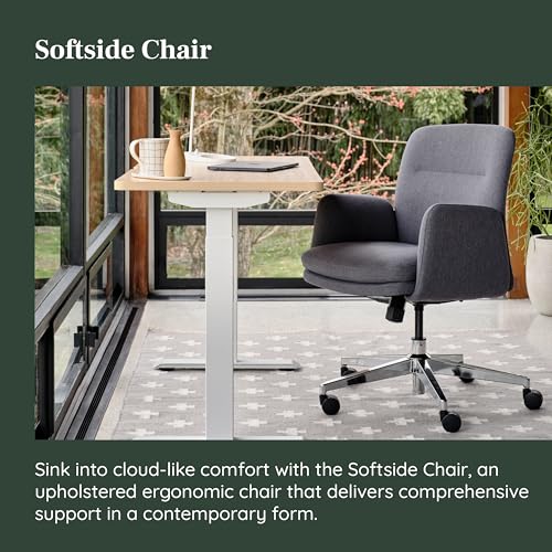 Image of Branch Softside Mid Century Modern Office Chair | Removable Arms and Mid Back Design with Luxury Cloud-Like Comfort, Adjustable Height, Integrated Lumbar Support, Bone