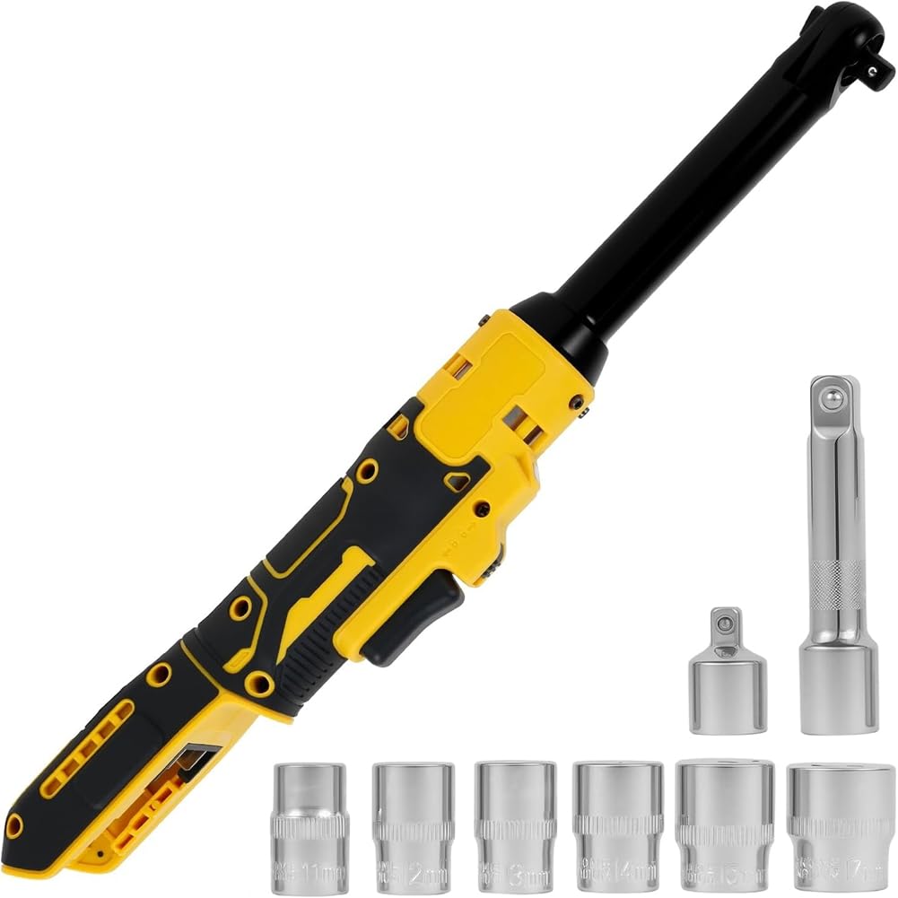 Clé à cliquet étendue au design long et fin avec adaptateur de transmission