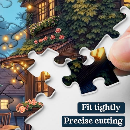 Puzzle Treehouse Cafe para Adultos 1000 Piezas, Rompecabezas de Bosque Fantasía Noche, Escena Mágica de Cafetería en Árbol miniatura 3