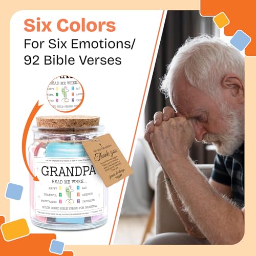 Image of NewEleven Father Day Gifts For Grandpa - Christian Present, Grandpa Gifts From Granddaughter, Grandson - Grandpa Birthday Gift For Grandfather, New Granddad, PaPa - Bible Verse Jar