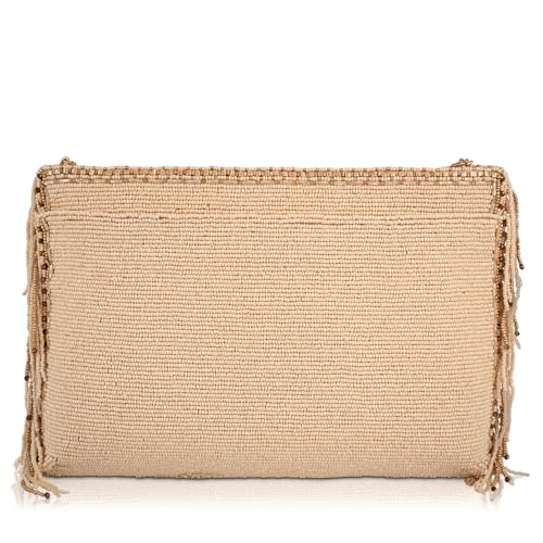 Mary Frances Savage Crossbody Handbag – Removable Chain Strap, Zipper Closure, Back & Inside Slit Pockets, Bold Tiger Motif, Fashionable Beige Purse - Image 3