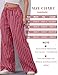 Kissonic Women Striped Pants Casual Drawstring Wide Leg Trousers Loose Lounge Pajama Pants with Pockets(Red-XL)