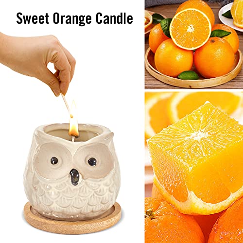 Kinforse Scented Candles Gifts For Women, Birthday Presents For Women,Owl Gifts For Women Sweet Orange Candle, Best Friend Unique Happy Birthday Bath Candle Set Gift Ideas With Marbling Gift Box…… #TOP2