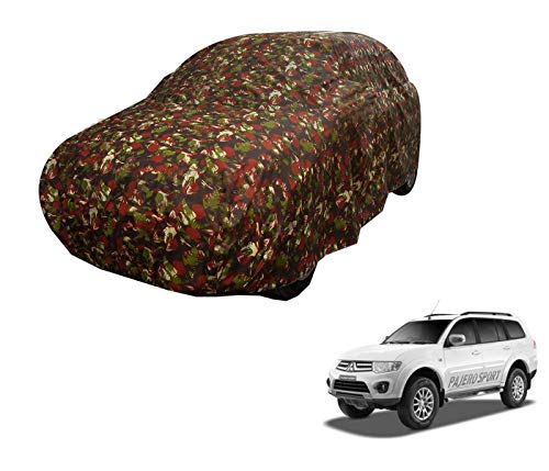 Image of Auto Hub Car Cover Compatible with Mitsubishi Pajero Sport New with Weather Proof, Triple Stitched, Pajero Sport Car Cover Jungle Look