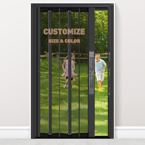 MAGZO Custom Aluminum Retractable Screen Door, Heavy Duty Aluminum Easy Assemble for Patio Door Scratch-Proof, Multiple Colors Available