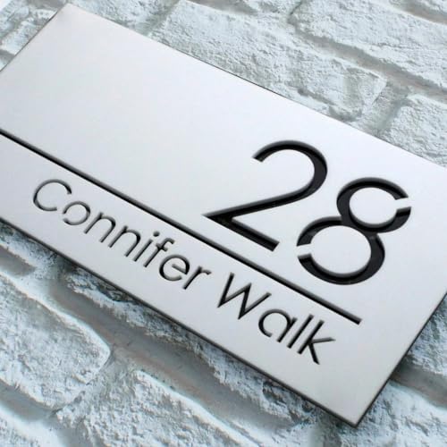 Números de casa de acrílico negro y blanco de 30x14 cm para pared exterior
