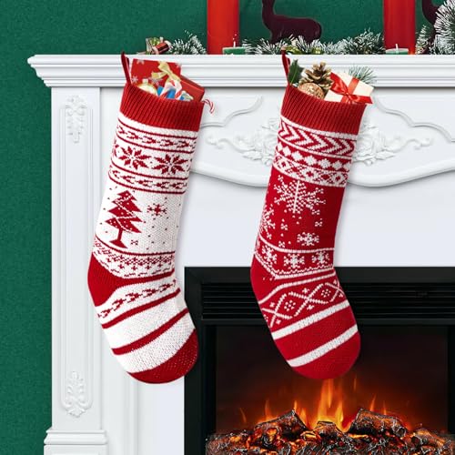 【Ottima decorazione natalizia】 Queste calze natalizie da appendere possono creare un'atmosfera festosa durante le riunioni di famiglia. Sono perfetti da appendere a pareti, caminetti, alberi di Natale, comodini, ringhiere delle scale, ecc.