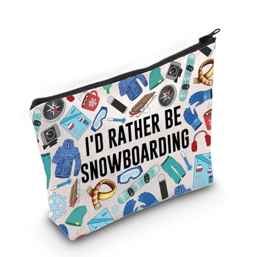 LEVLO Skiing Cosmetic Bag Snowboarding Lover Gift I’d Rather Be Snowboarding Skier Zipper Pouch Bag Snowboard Team Merch (Snowboarding Bag)
