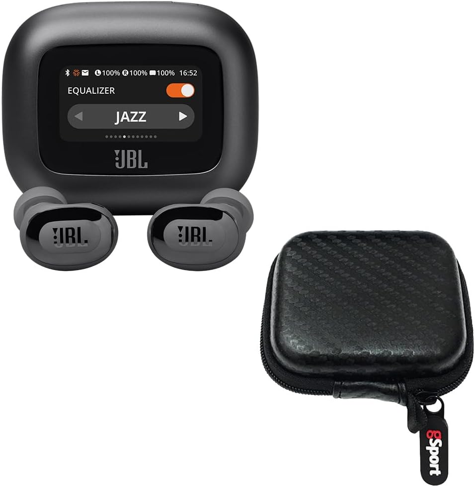 JBL Live Buds 3 True Wireless Noise Cancelling Earbud Bundle with gSport Case (Black)