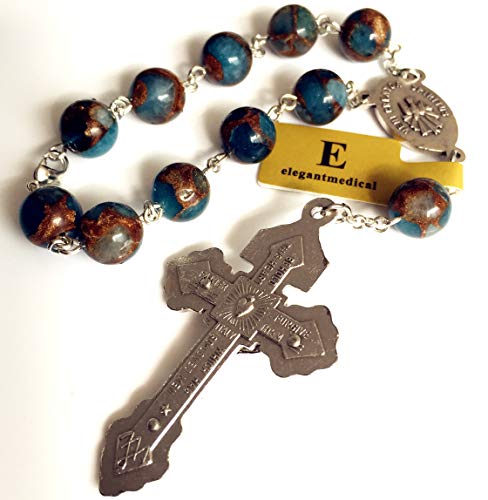 elegantmedical handmade football stone bead catholic prayer one decade rosary bracelet pardon cross gift3