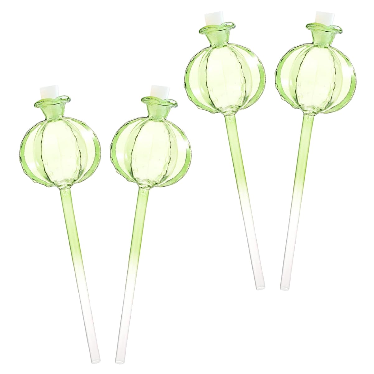Globe à Fleurs à Arrosage Automatique 4pcs en Verre Borosilicate Vert