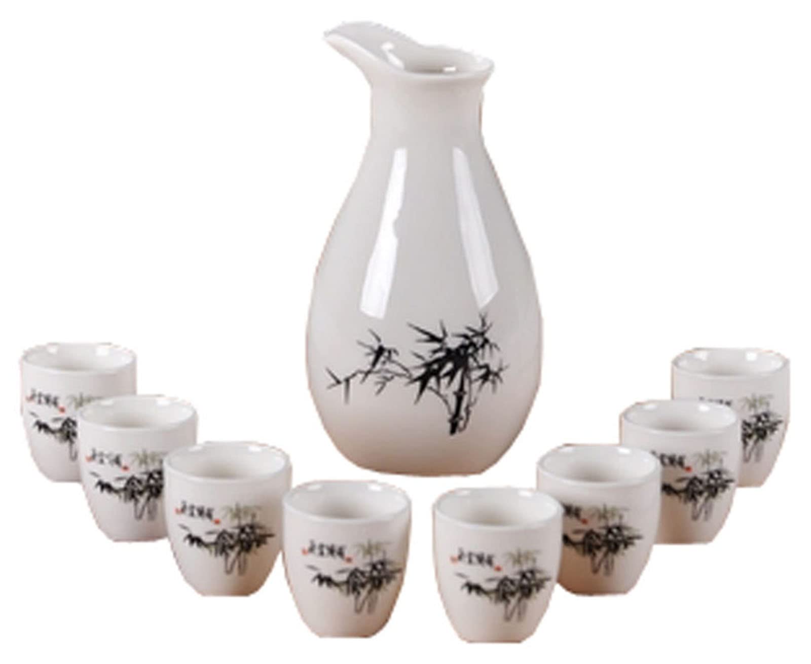 ZEALMAX Set di 9 bicchieri da sake e caraffe in stile giapponese per godersi il vino e il tè, A