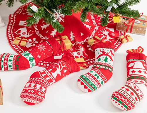 Kd Kidpar 8 Pack 20" Knit Christmas Stockings Large Rustic Yarn Xmas Stockings Gift For Family Holiday Decorations Fireplace Hanging Stockings Xmas Season Party Decor, 20” By 6” #TOP2
