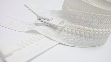 YKK Sale 29" Vislon Jacket Zipper YKK #8 - Heavy Weight Molded Plastic Special Separating Color 501 White 1 Zipper/Pack