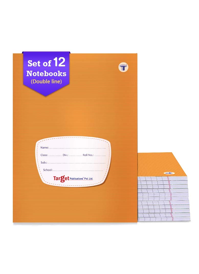 TARGET PUBLICATIONS Small Double Line Soft Brown Cover GSM 58 Writing Notebooks with Page Numbers, 76 Ruled Pages, 18 x 24 cm Approx - Pack of 12 (1329)