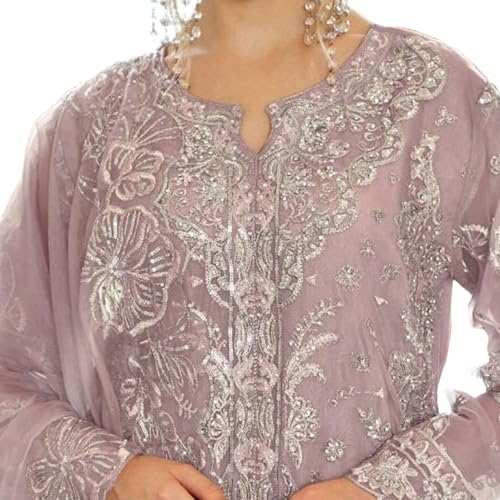 Image of Women's Net Multicolor Heavy Embroidery & Sequin Work Designer Stitched Salwar Suit