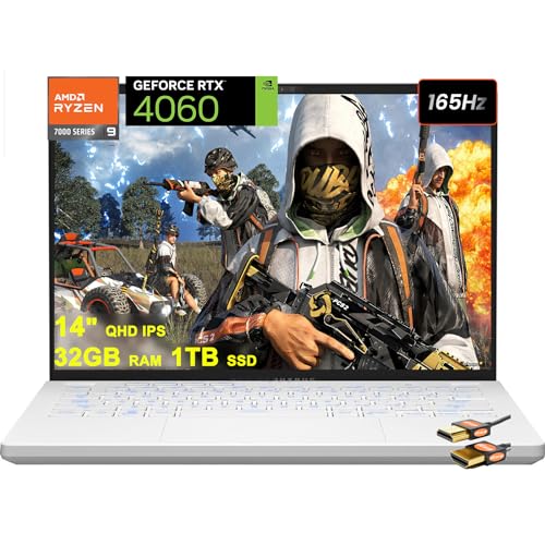 Asus ROG Zephyrus G14 Gaming Laptop 14" QHD+ 165Hz 500nits AMD 8-Core Zen4 Ryzen 9 7940HS (>i9-12900H) 32GB RAM 1TB SSD GeForce RTX 4060 8GB Graphic Backlit USB4 Fast Charging Win11 White + HDMI Cable’ style=’max-width:100px;height:100px;’></a></td>
<td><a href=