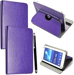 10inch Tablet Case Cover - Universal Leather Stand Case Folio Cover Magic Leather 360° Rotating Case Fits for ALL 10" Inch & 10.1" Inch Android Tablets tab + Stylus Pen (PURPLE CASE COVER)