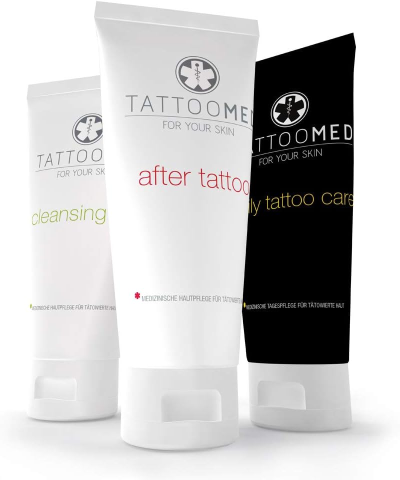 TattooMedAll In Bundle Care - Medical Skin Treatment Bundle for Newly Tattooed Skin - After Tattoo, Cleansing Gel, Daily Care - (3 x 100ml)