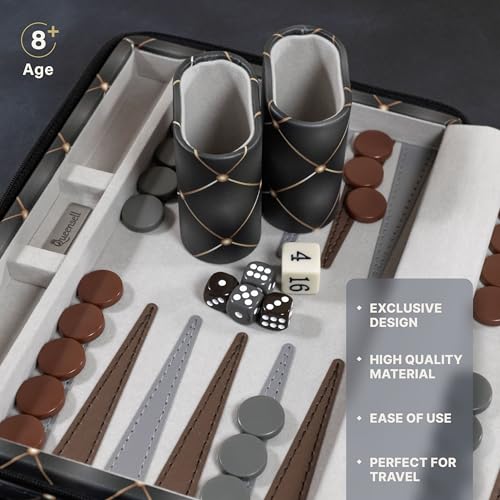Juego de Backgammon Magnético de Viaje en PU 14" miniatura 5