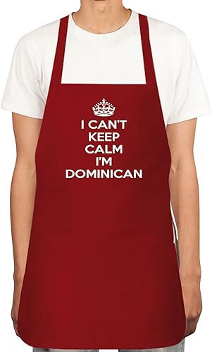 Delantal I CANT KEEP CALM I'M DOMINICAN para hombres y mujeres con 2 bolsillos - Correa ajustable para el cuello, delantal de cocina de chef