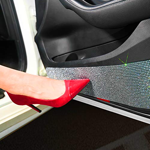 Image of eing Bling Car Door Anti-kick Pad Crystal Door Protective Pad Universal Anti-Kick Dirty Stickers Anti-Collision Stickers,4 Pack /Set(2 Pack for Front Door and 2 Pack for Back Seat Door), Pure White