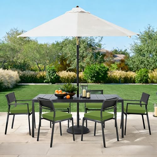 Image of Basic Beyond Outdoor Chair Cushions Set of 6, Square Corner Outdoor Cushions for Patio Furniture, Water Resistant Patio Chair Cushions with 2 Ties, 18.5x16x3, Grass Green