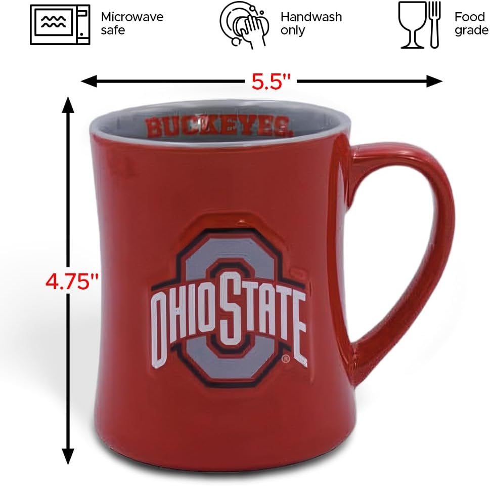 Ohio State Buckeyes Ceramic Relief (3D) Coffee Mug – Official Logo, Team Colors, 16oz - Image 3