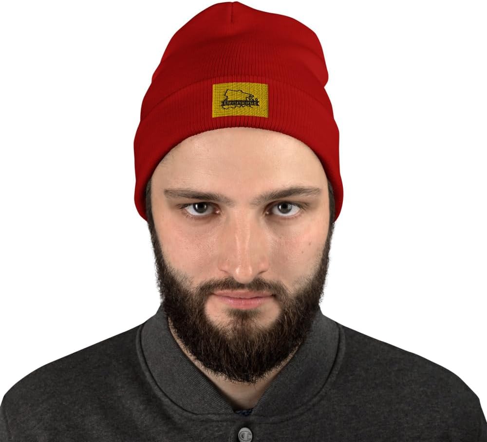 Bronxinit Embroidered Beanie,12" Knit Beanie - Red