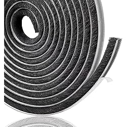 Persianas Para Armarios Empotrados Lamondre Cepillo adhesivo de 5 m, tira de cepillo para puerta, ventana y armario, filtro de calado para puerta corrediza, fieltro de alta densidad, 9 mm de anchox5 mm de alto, color negro