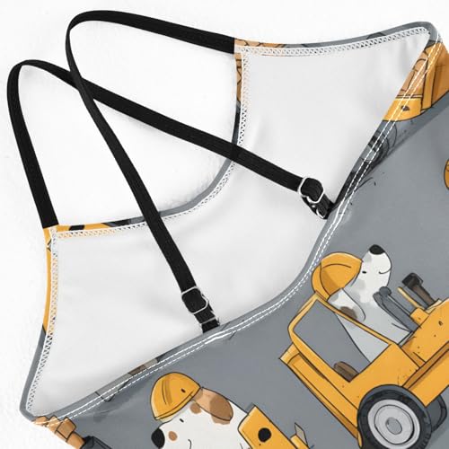 Girls Swimsuit Dog Brick Pattern One Piece Swimwear4