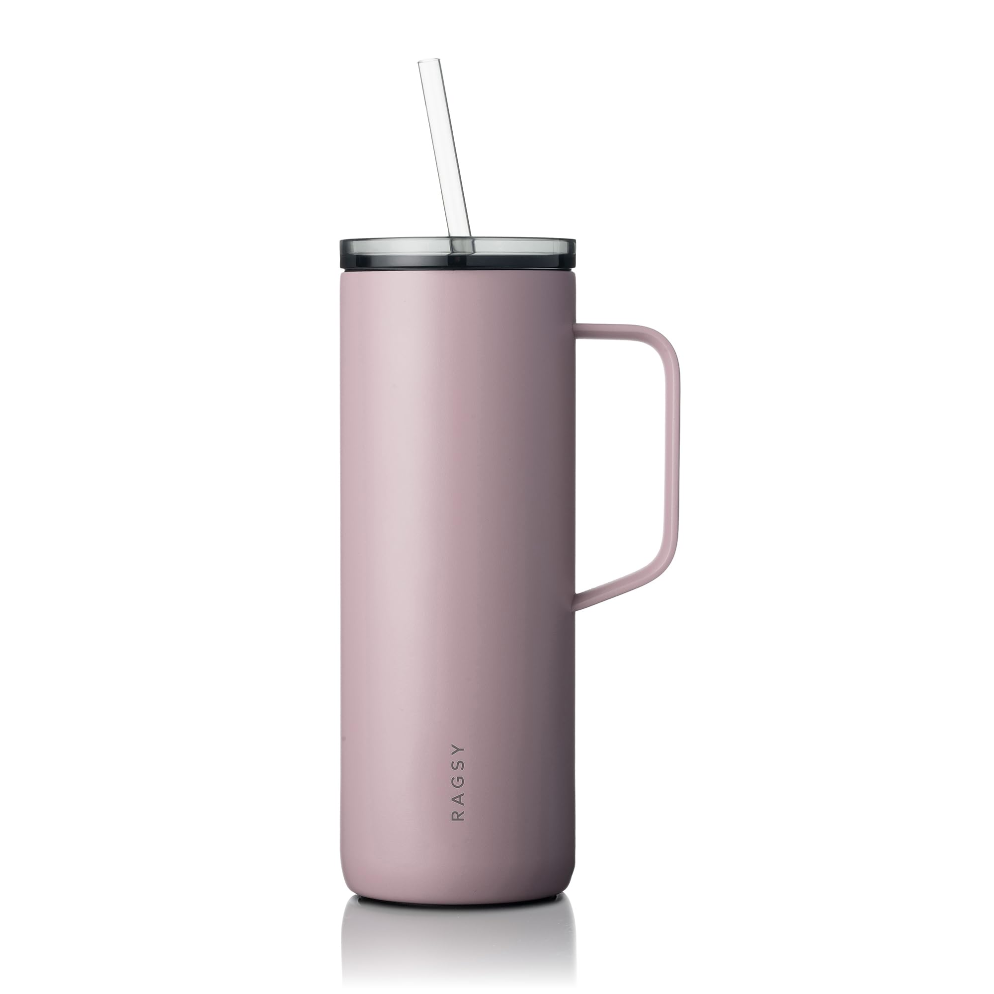RAGSY MOSHI Tumbler Thermobecher 600ml mit Keramikbeschichtung – 2-in-1 Isolierbecher mit Strohhalm & Trinköffnung, Doppelwandiger Edelstahl Kaffeebecher To Go, Auslaufsicher, BPA-Frei, Lilac