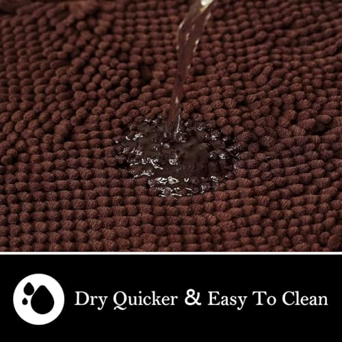 Image of BOANKODU Bathroom Rugs 47x17, Extra Soft Absorbent Chenille Bath Rugs, PVC Backing Quick Dry, Machine Washable Bath Mats for Bathroom Floor, Tub and Shower, Home Decor Accessories, Coffee