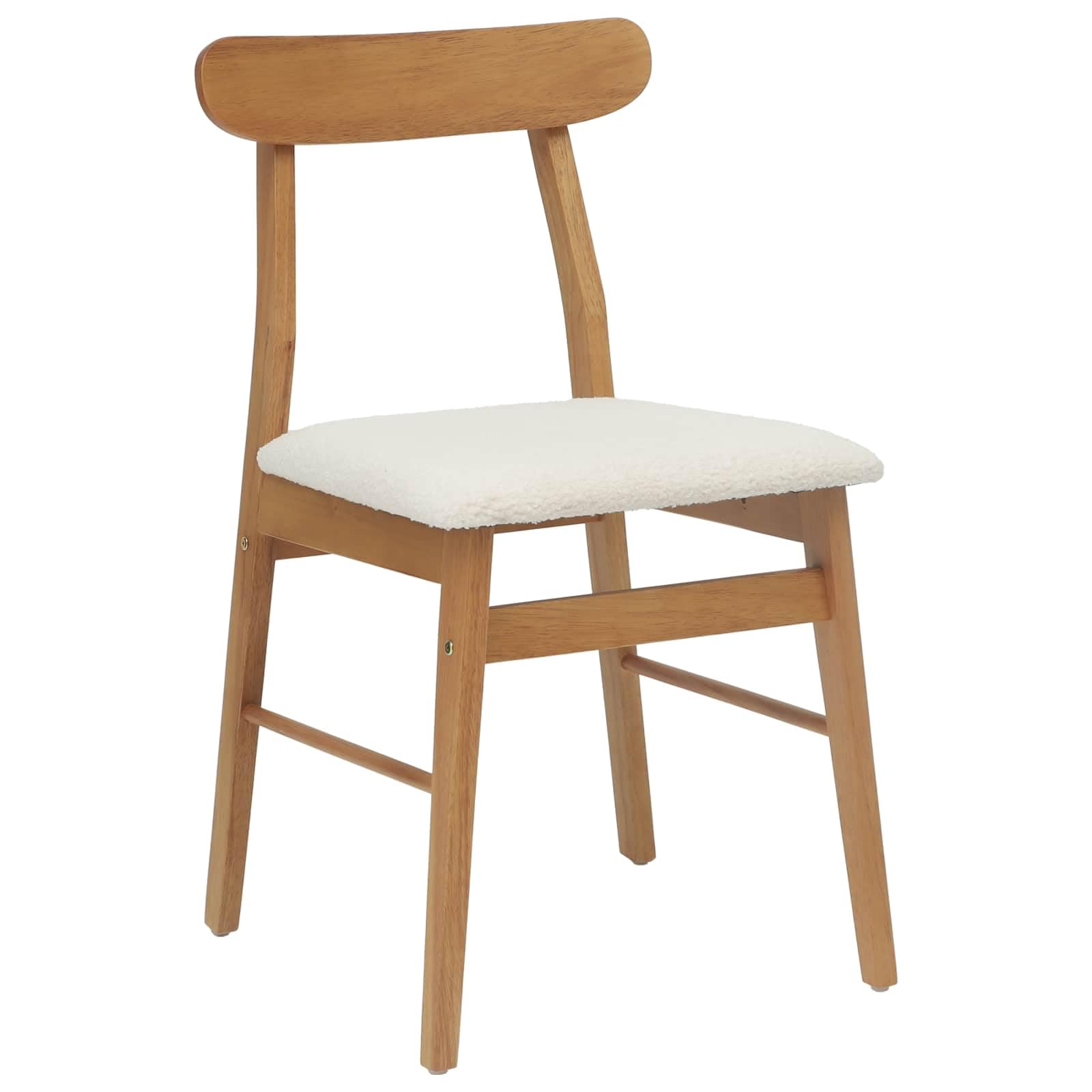 Lot de 2 chaises de salle à manger - Style vintage - En bois massif - Bois d'hévéa - Naturel clair - Avec coussin d'assise - Pour salle à manger, cuisine et salon, max. 160 kg