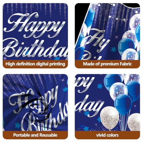 Fondo de cumpleaños 7x5 pies azul y dorado miniatura 3