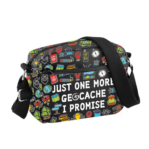 BDPWSS Geocaching Crossbody Bag Geocacher Gift Just One More Geocache I Promise Outdoor Lover Gifts Treasure Hunter Gifts