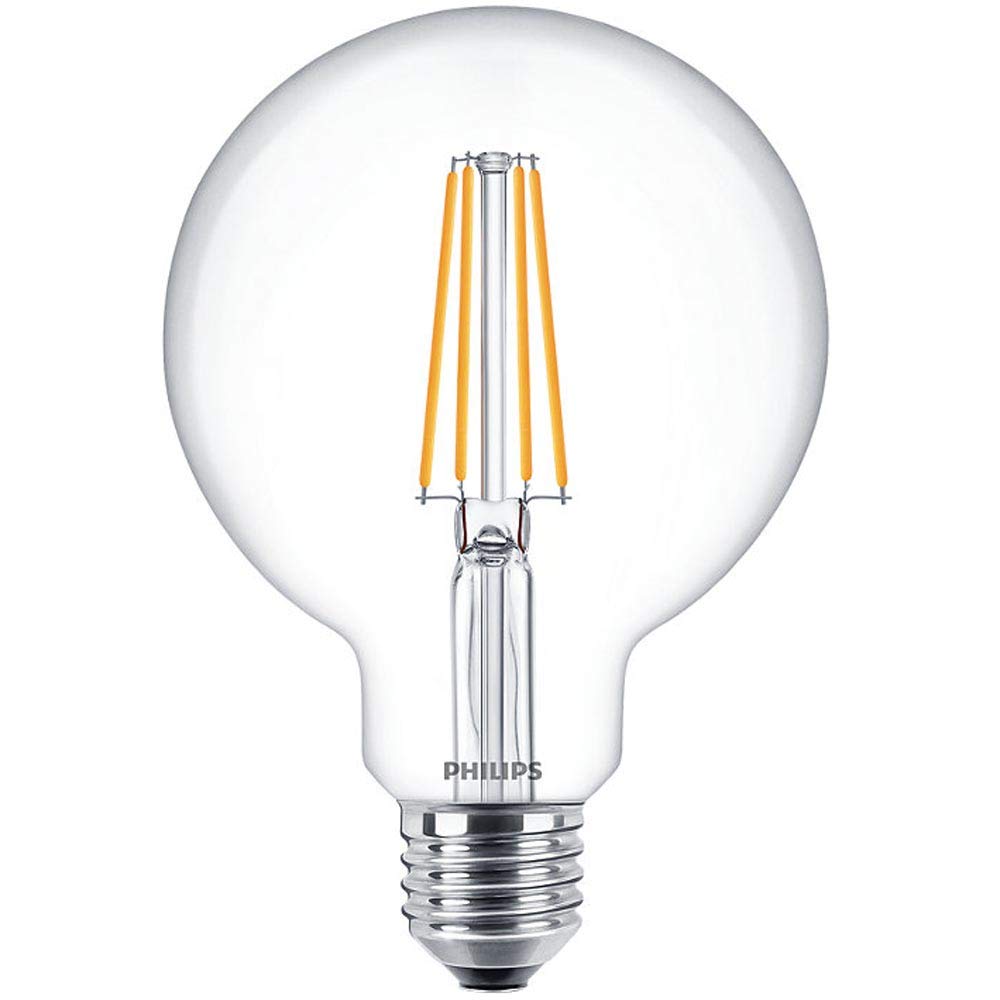 Philips CorePro LED Globe G93 7W 60W Equivalent E27 Edison Screw 827 Warm White Clear Glass Decorative Filament Light Bulb, Energy Saving Non-Dimmable Lamp