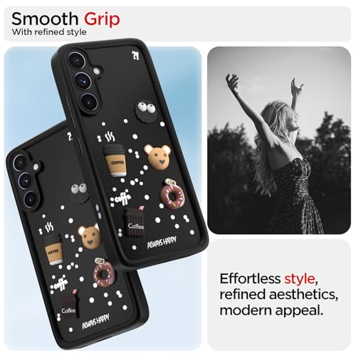 Image of Pikkme Back Cover for Samsung Galaxy A54 5G | Cute Fun Cartoon 3D Bear Silicone Full Body Protection Bumper Cover (Black)
