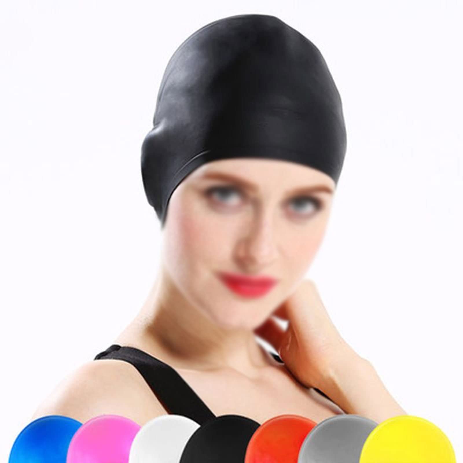 Cuffia da nuoto per adulti, unisex, per capelli lunghi, impermeabile, protegge le orecchie, grande, in silicone Natacion Badmuts (1)