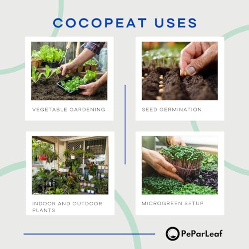 Image of PeParLeaf - Cocopeat 2kg Block (Set of 2 X 1kg) | Expands Upto 40 Liter Or 6 KG Powder | Organic Fertiliser for Home Gardening and Potted Plants | Natural Coconut Coir Fibres