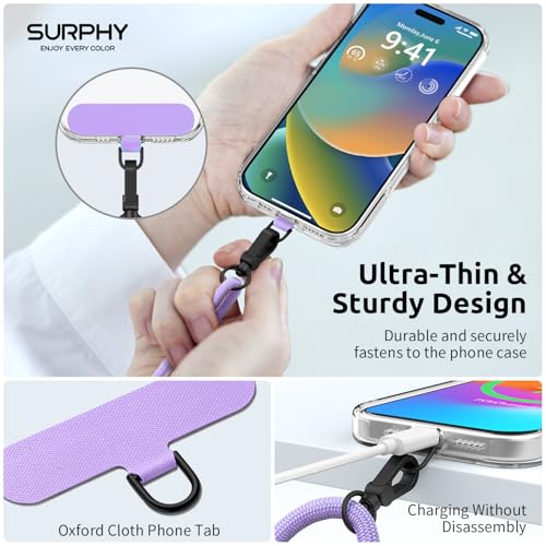 Image of SURPHY Phone Lanyard Crossbody, Phone Strap Crossbody with 2 Tether Tabs