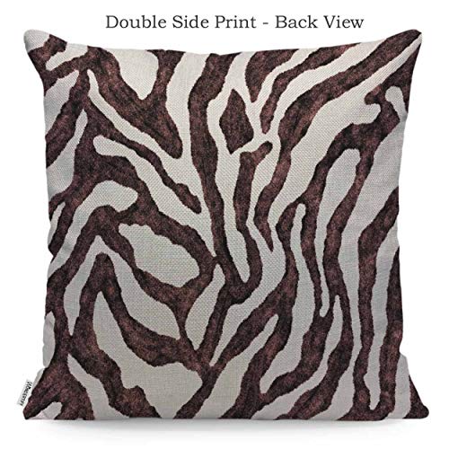 Wondertify Pillow Cover Zebra Skin Pattern Nature Animal Print Brown White - Soft Linen Pillow Case For Decorative Bedroom/Livingroom/Sofa/Farm House - Cushion Covers 18X18 Inch 45X45 Cm #TOP1