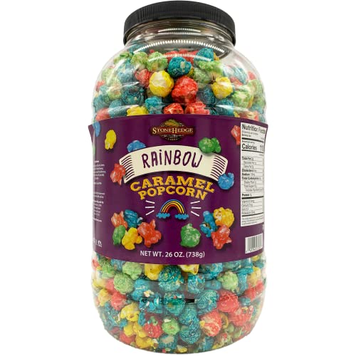 Stonehedge Farms Gourmet Rainbow Caramel Popcorn! - 26 Ounce Barrel - Deliciously Old Fashioned - Red, Yellow, Green And Blue Popcorn #TOP4