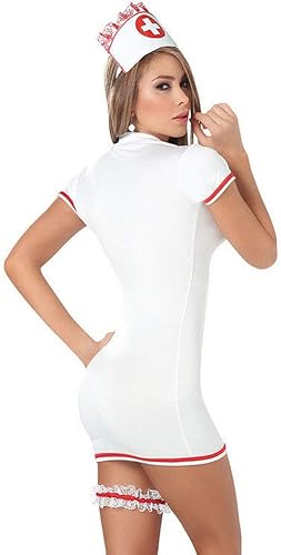 Miniatura 2 de RK ROOKAY RK Disfraz de enfermera traviesa para mujer, conjunto de juego de rol con diadema y cremallera profunda en V