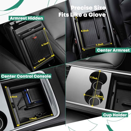 Organiseur console Tesla Model Y boîte cachée pour sécuriser vos objets de valeur - 8
