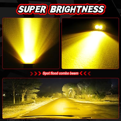 Image of Flush Mount Pod Lights Amber Off Road Fog Driving Lights 4 inch