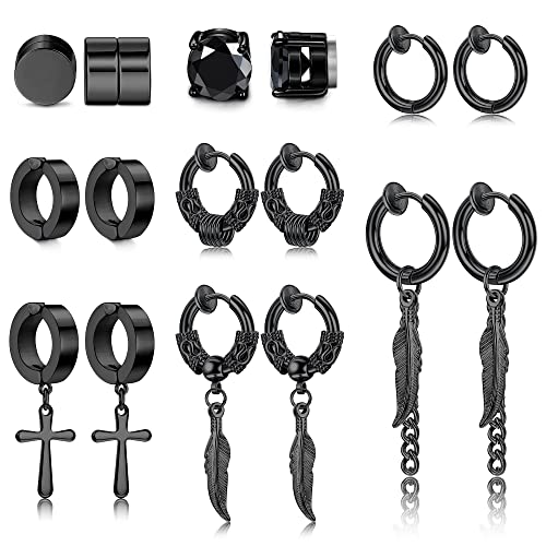 Kakonia Juego de 10 pares de pendientes de clip para mujer, a la moda, con circonita cúbica, mariposa, flor, mariquita, hipoalergénicos, no perforados, pendientes de clip, joyería