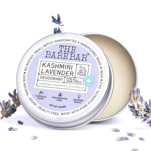 Image of The Bare Bar Kashmiri Lavender Deodorant - 20 gm | Floral Fragrance| Odor & Sweat Control |Natural formula & Chemical free| Good for all skin types |Travel Mini Size Solid Deodorant for Men & Women